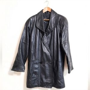 Vintage Pelle Black Leather Coat